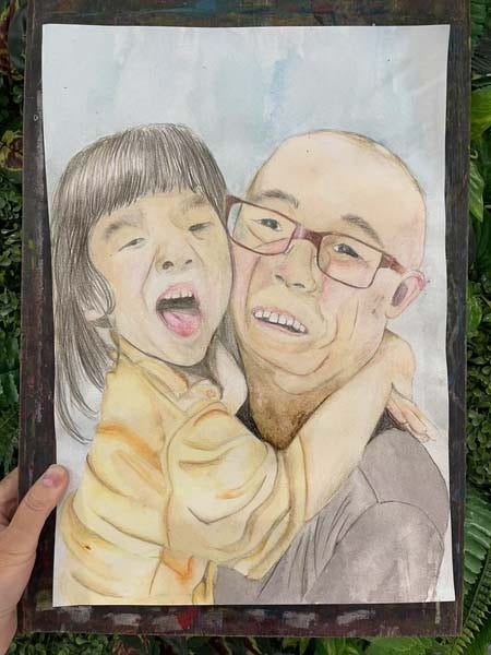 Alice K. in Year 7 portrait of her with her grandfather